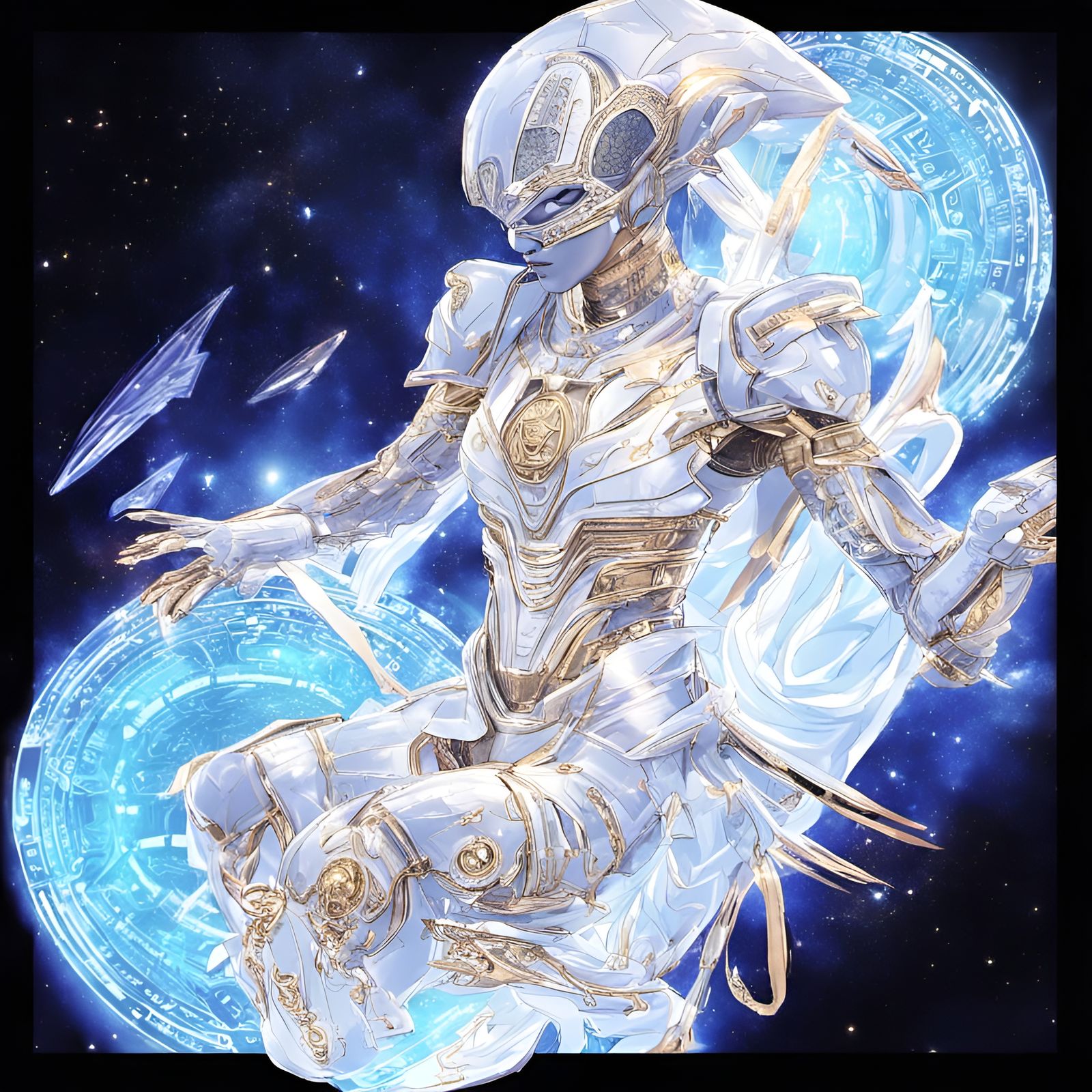 Astral Cyber Angel in Gold Armor