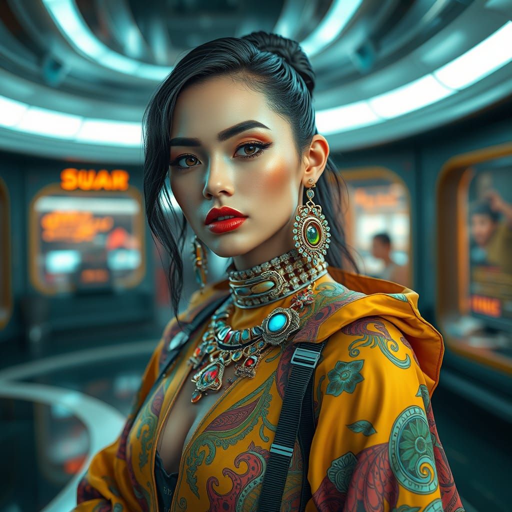 Futuristic Woman in Hyperrealistic Digital Art