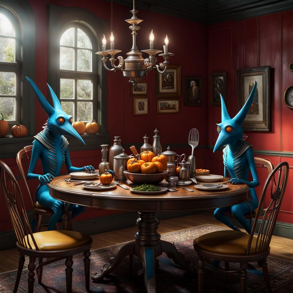 Spooky Anthropomorphic Forks and Spoons in Kitchen