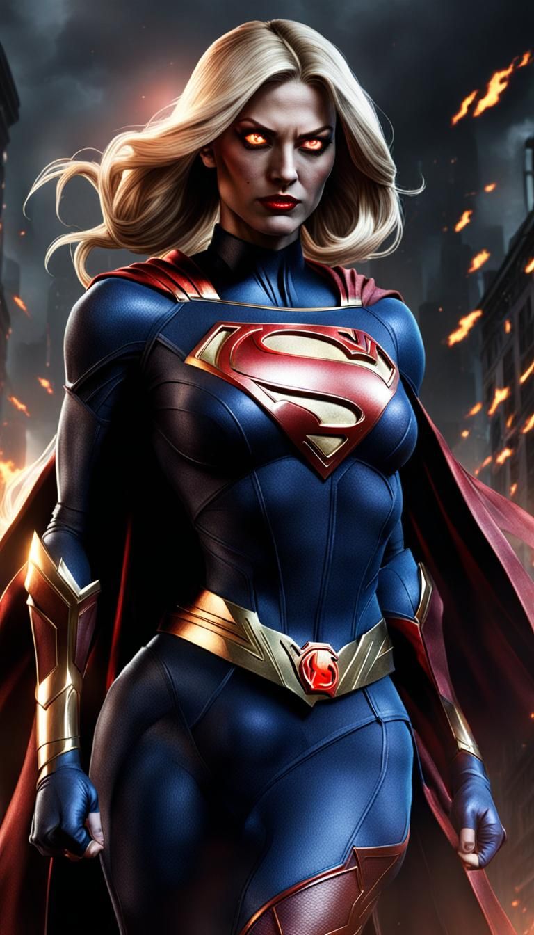Evil Supergirl with Blazing Eyes