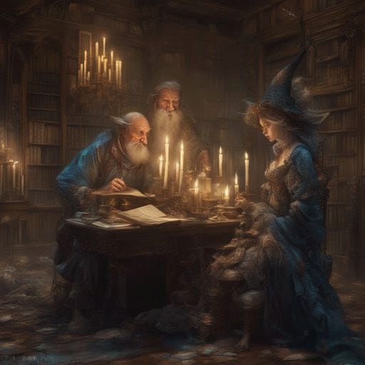 Keepers of Old: Lit Library in Dark Fantasy Style