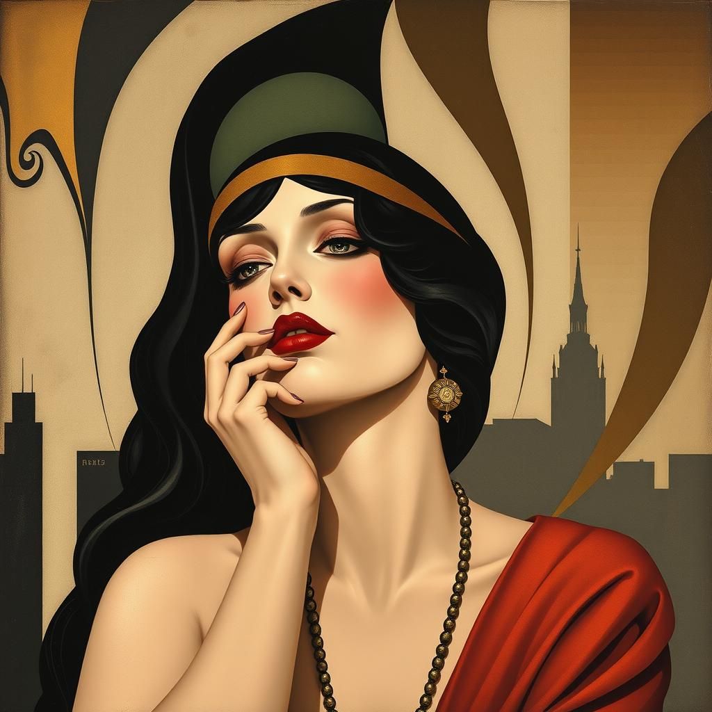 Roaring Twenties Figures in Soft Cubism Style