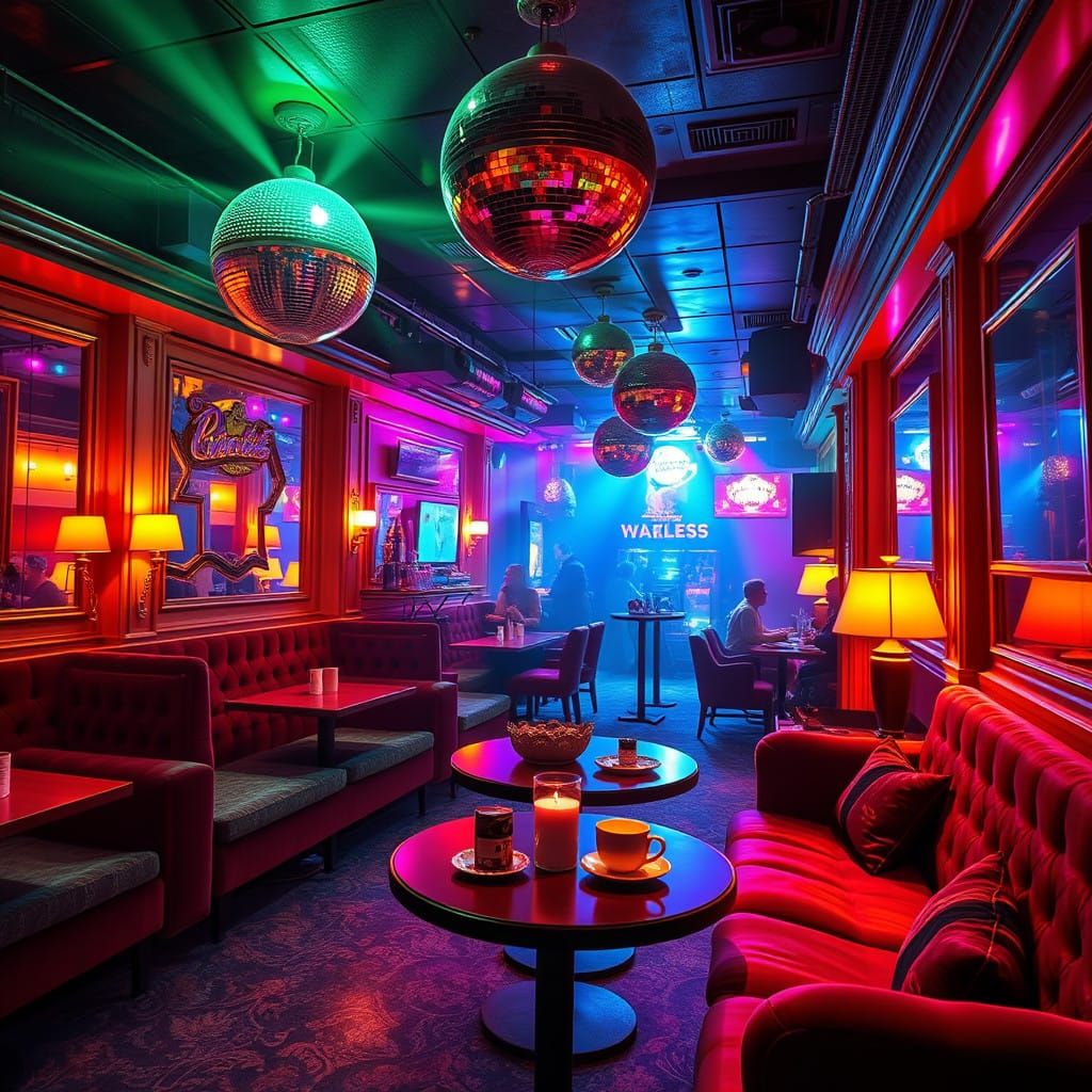 Surreal Disco Coffee Shop in Photorealistic Fantasy