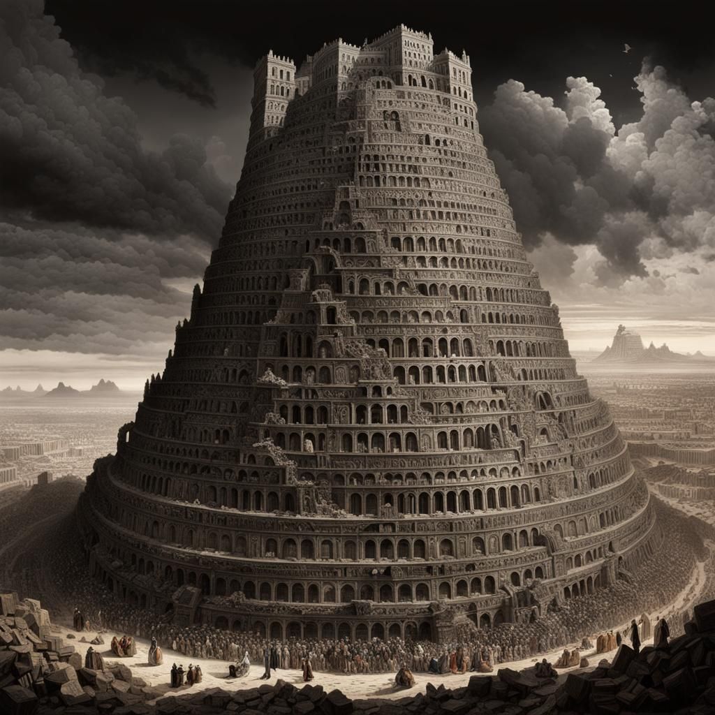 Tower of Babel in Art Nouveau Rococo Style