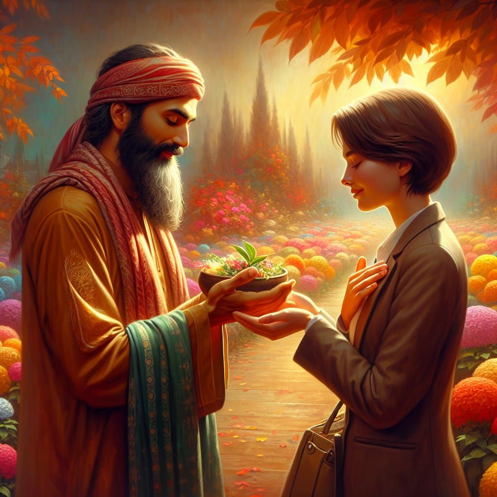 Heartfelt Gratitude Scene with Vibrant Colors