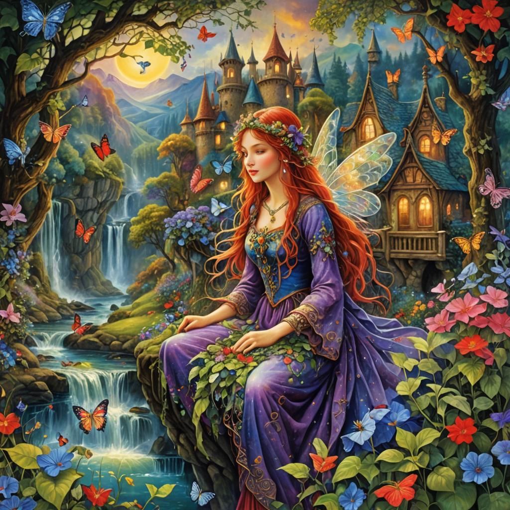 Fantasy Fairy in Maximalist Digital Painting