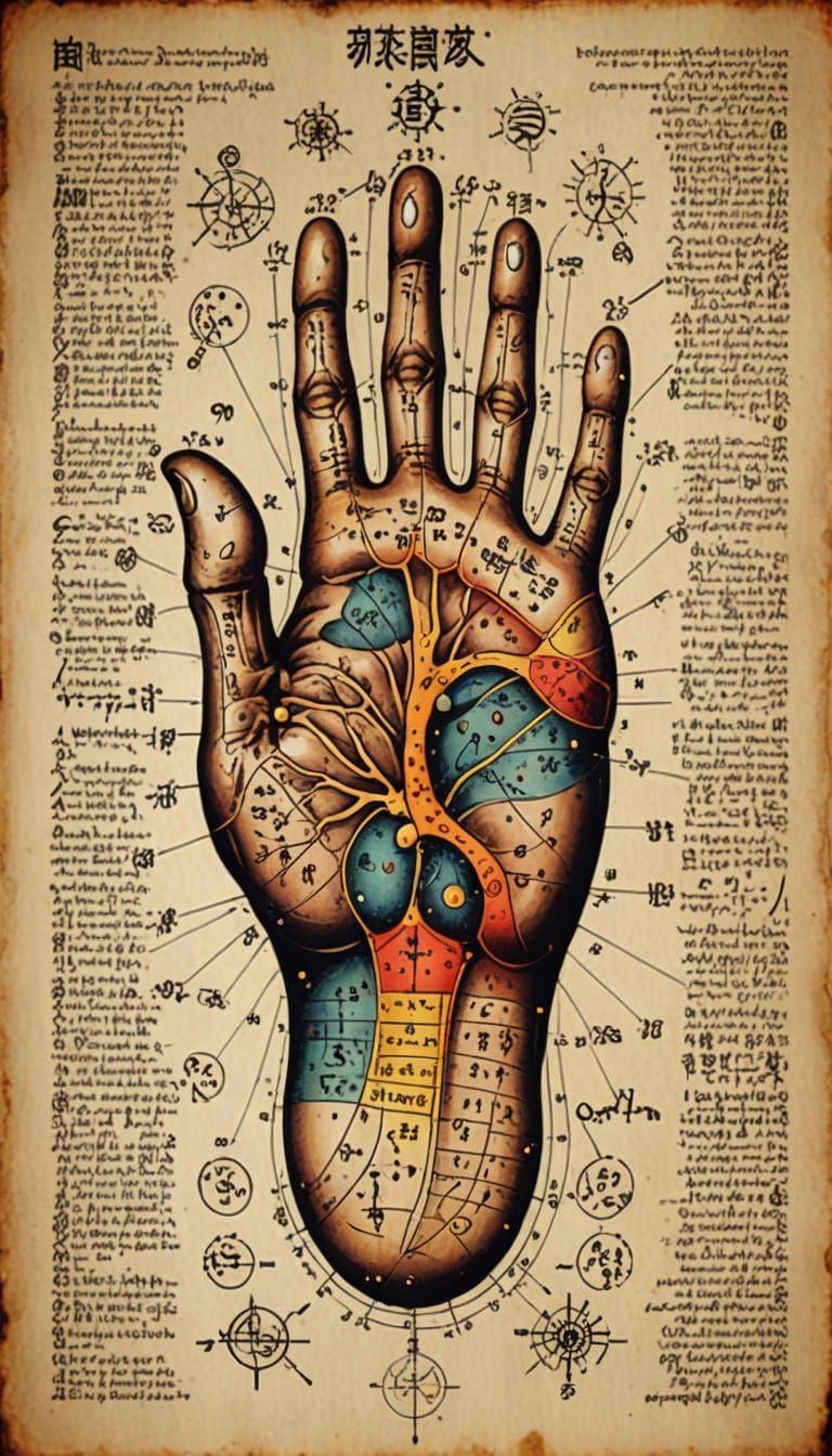 Astrological Foot Chart on Golem, Pseudo-Science Infographic
