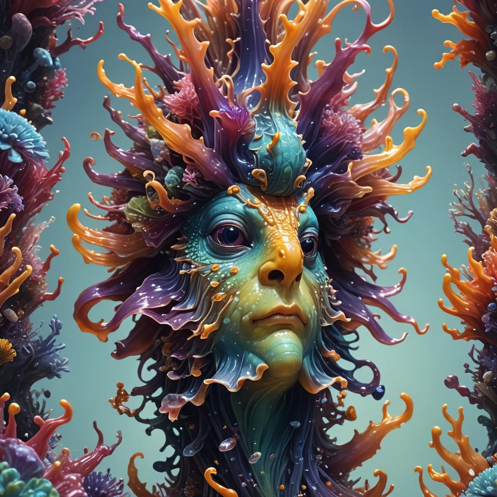 Detailed Portrait of a Colorful Sea Slug