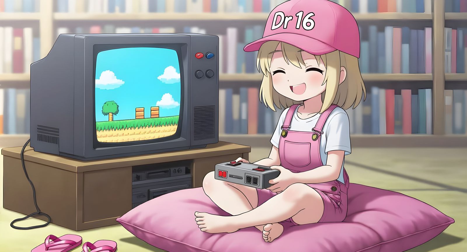Anime Girl Playing Retro Games on a Cathodic TV