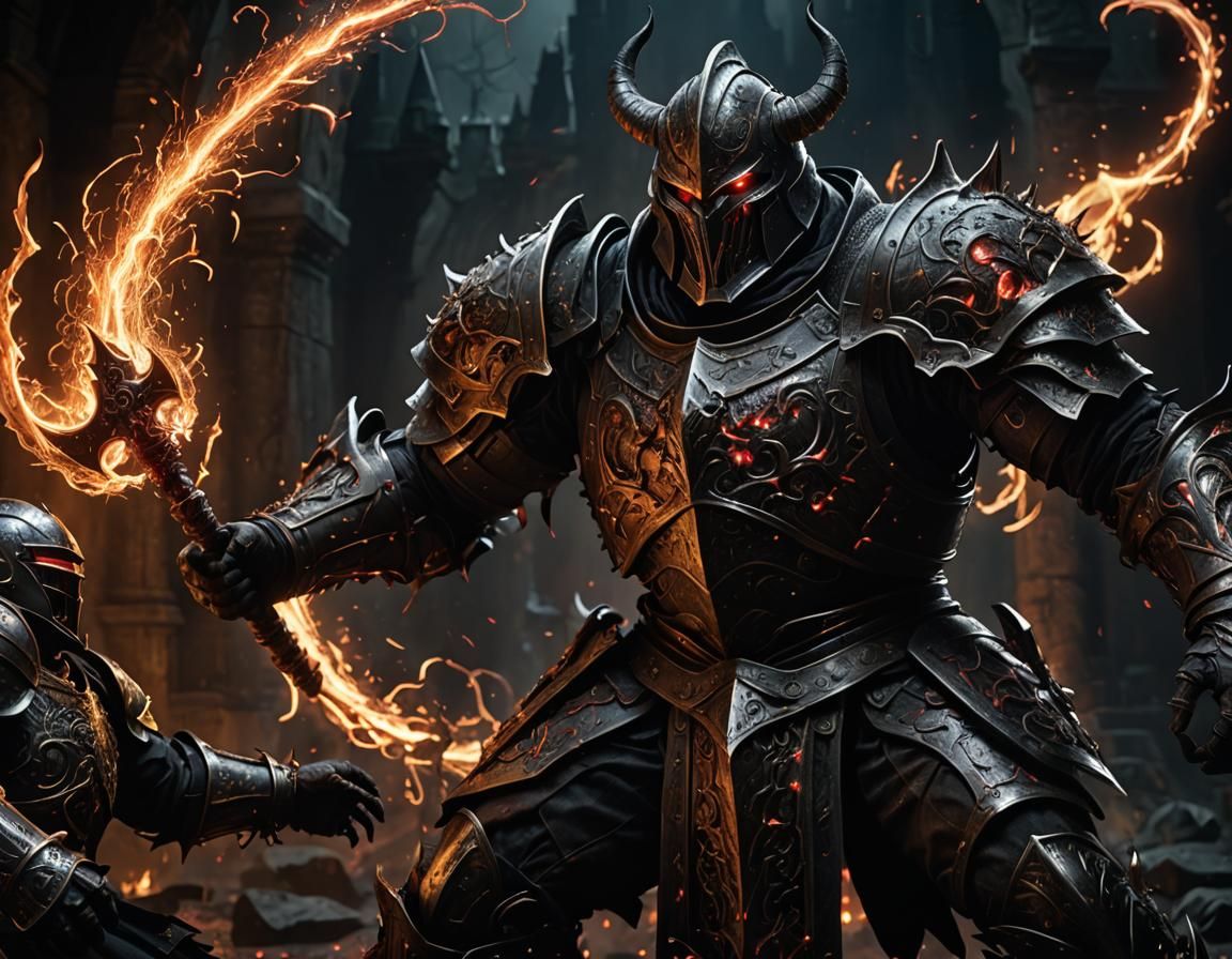 Demonic Golem Boss Battle with Knight