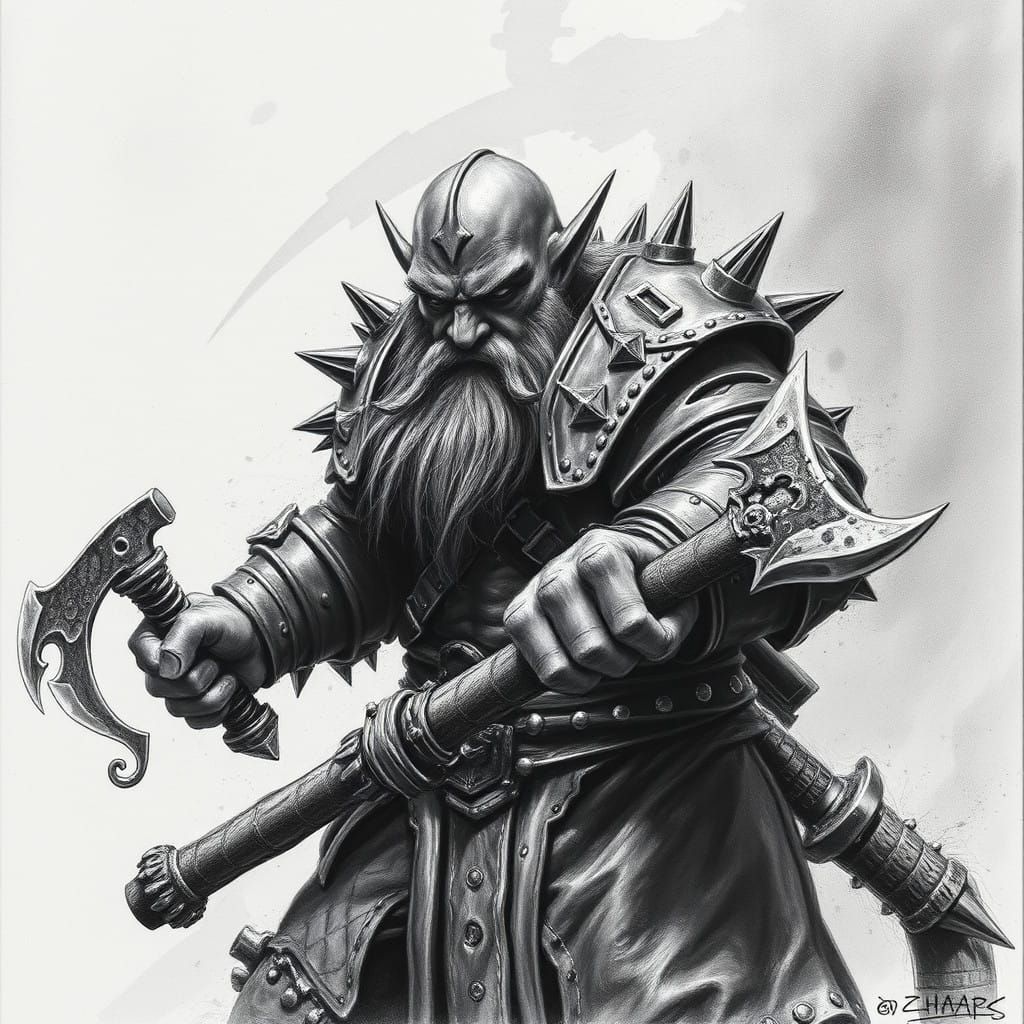 Dwarven Rogue Strikes in Charcoal Darkness