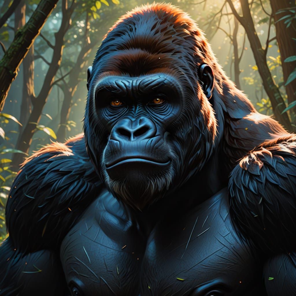 Gentle Gorilla Tenderly Bites Ears in Bed