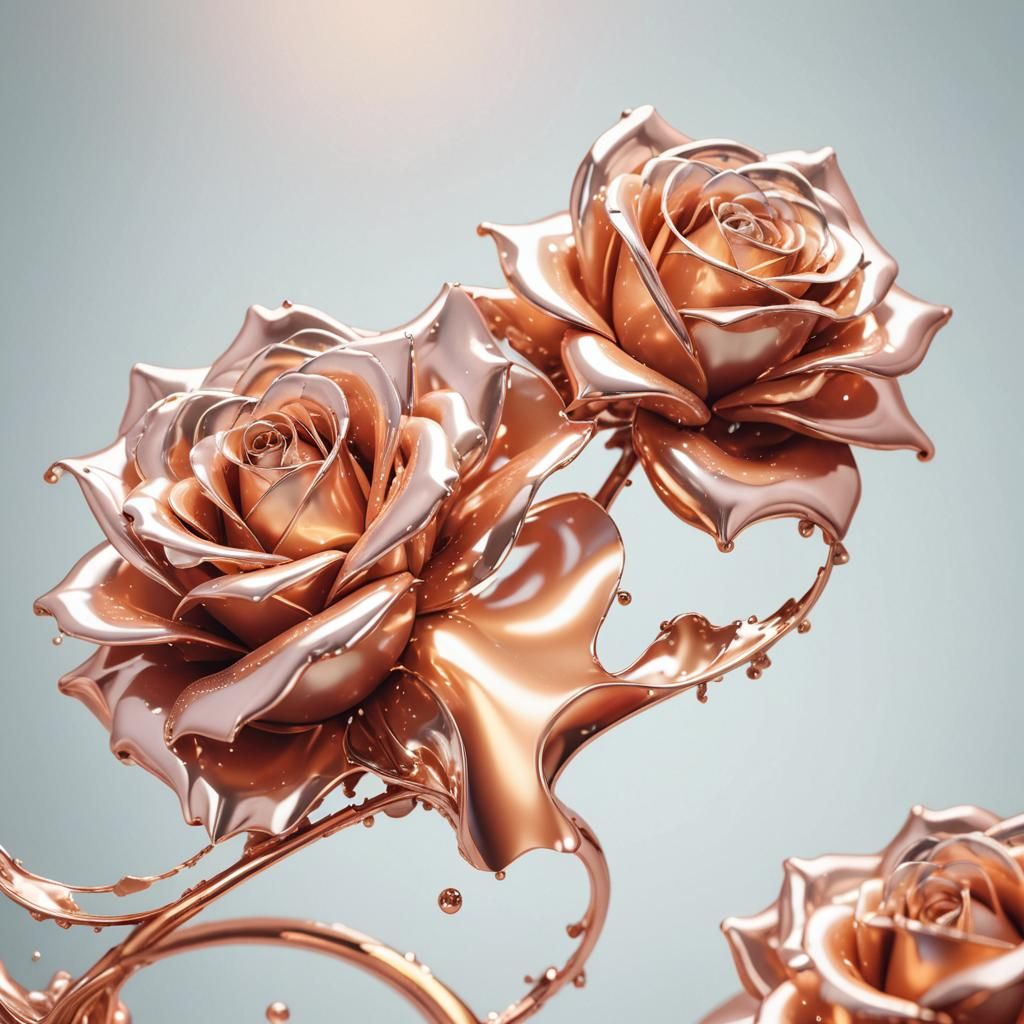 Rose Gold Metal Woman Transformation: Digital Art Masterpiec...
