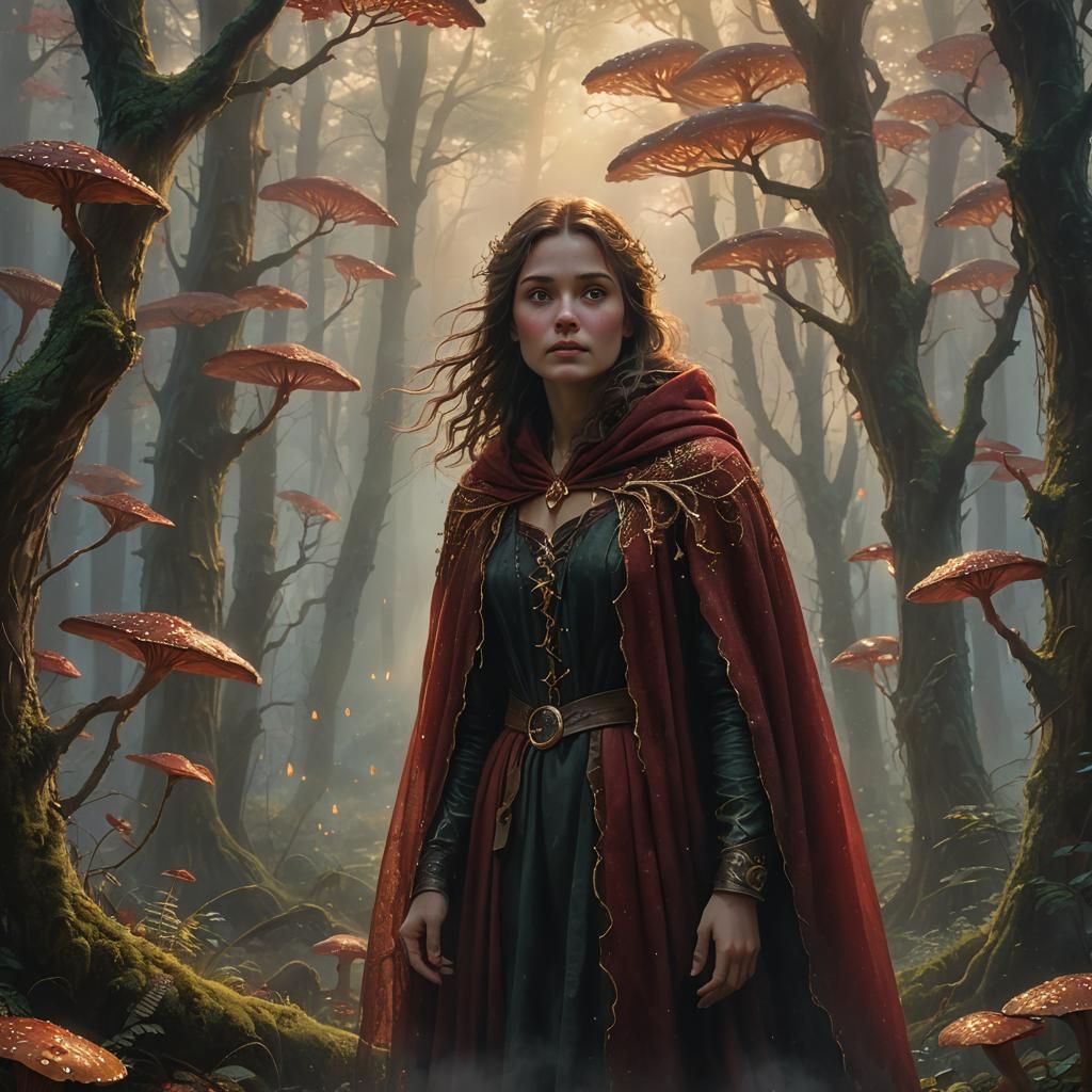 Blood Rain in Mystical Forest: Kinkade-style Ethereal Fantas...