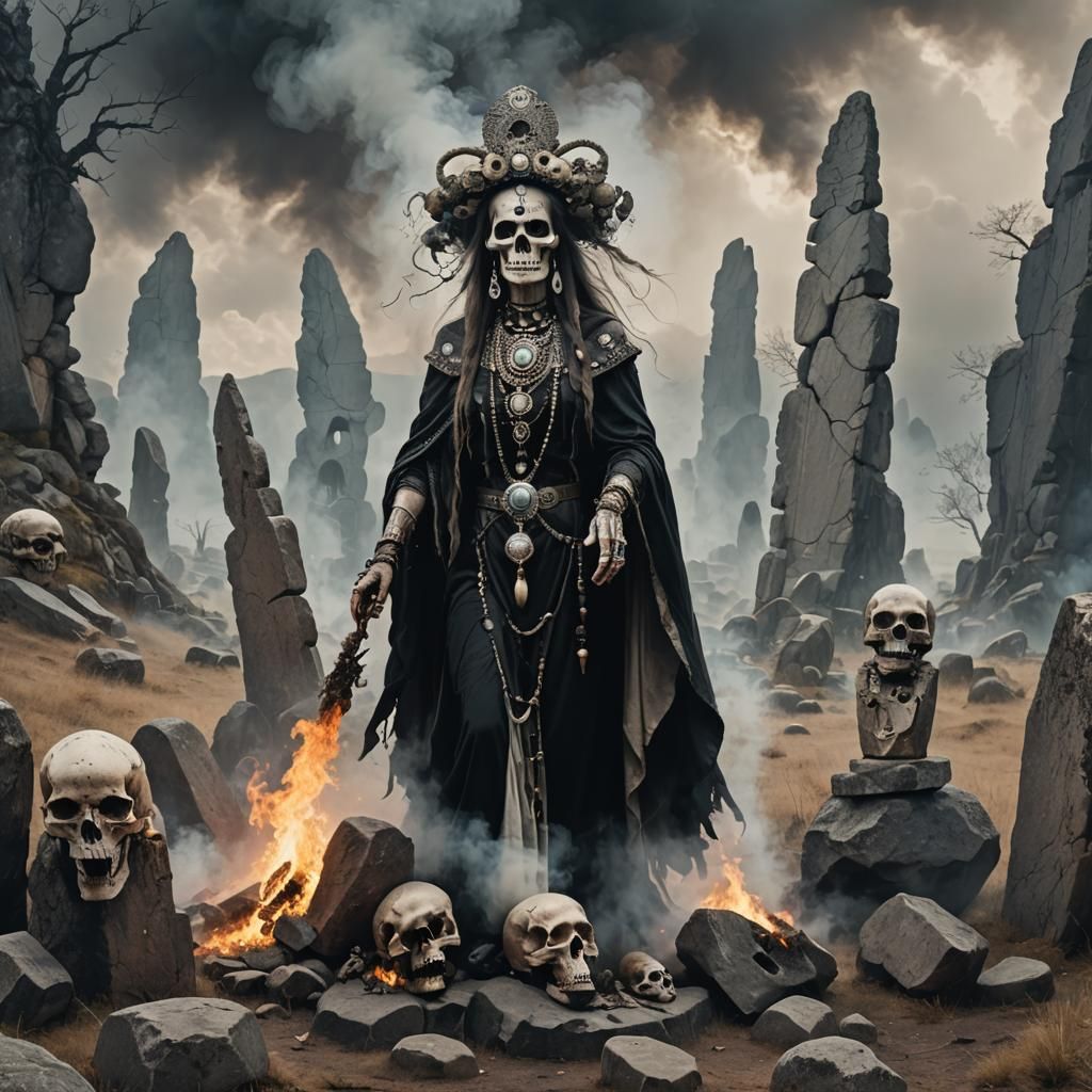 Mystical Wise Woman Communing with Spirits