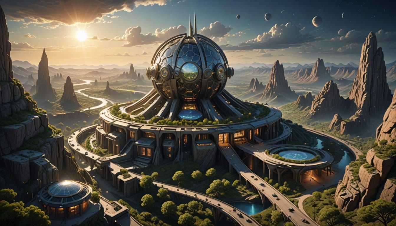Hidden Futuristic City with Sun-Inspired Layout