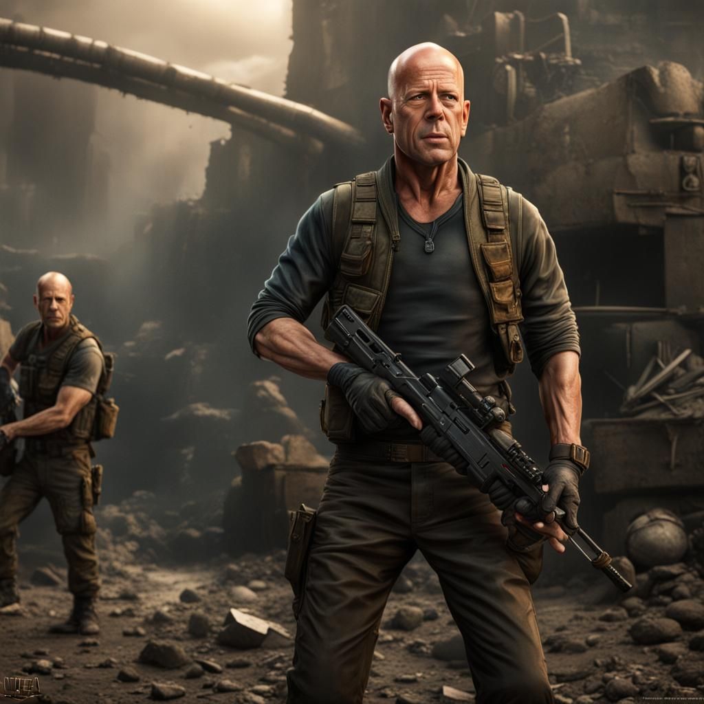 Bruce Willis as Action Hero: Digital Matte Painting