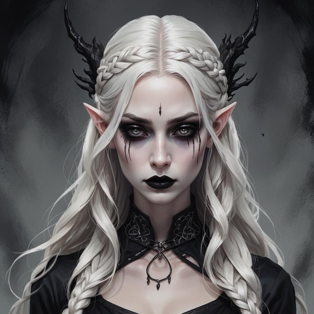 Ethereal Gothic Woman in Dark Medieval Armor