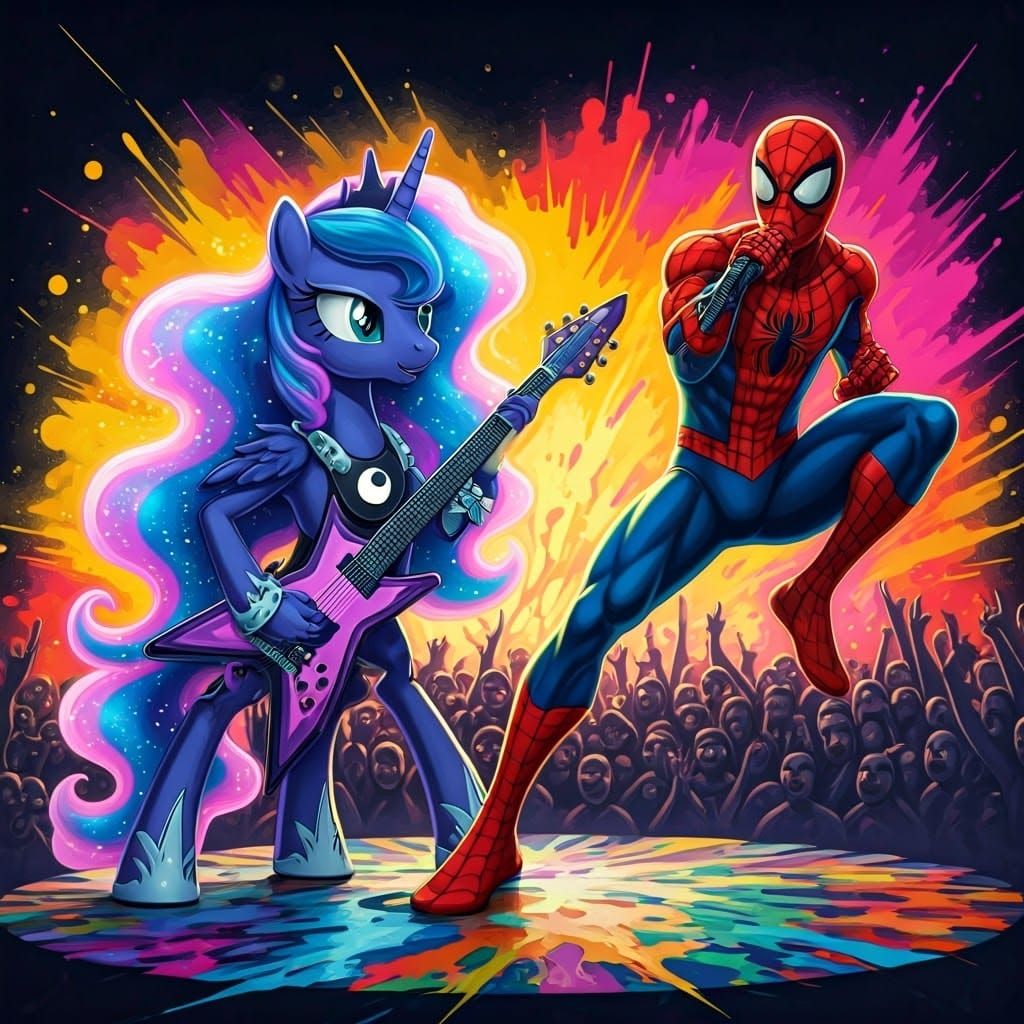 Princess Luna and Spider-Man Rock Concert