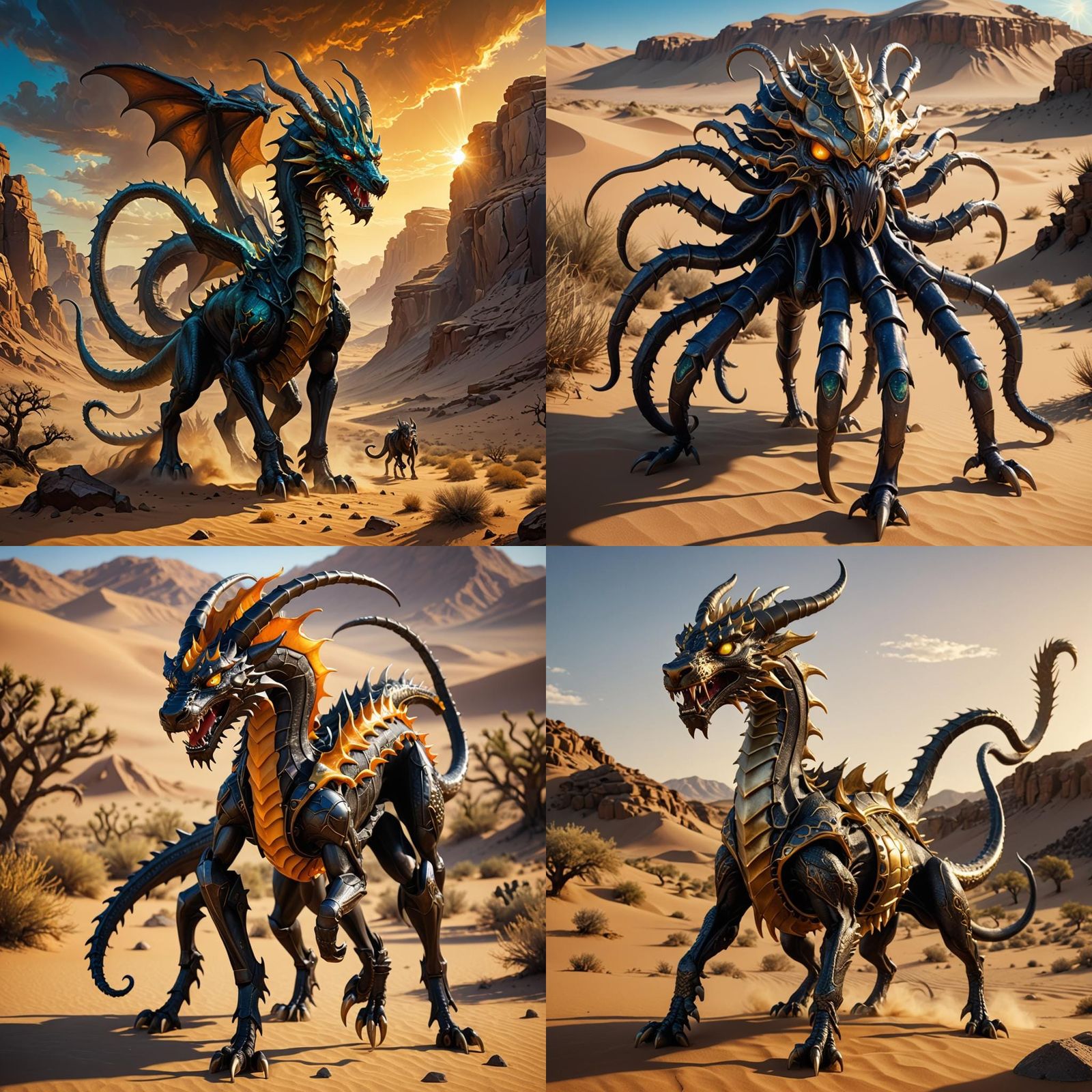 Displacer Beast Metallic Dragon Hybrid in Arid Desert
