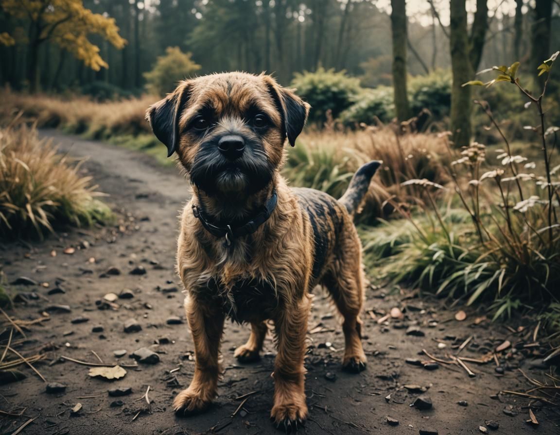 Border Terrier Cinematic Film Still with Dramatic Lighting
