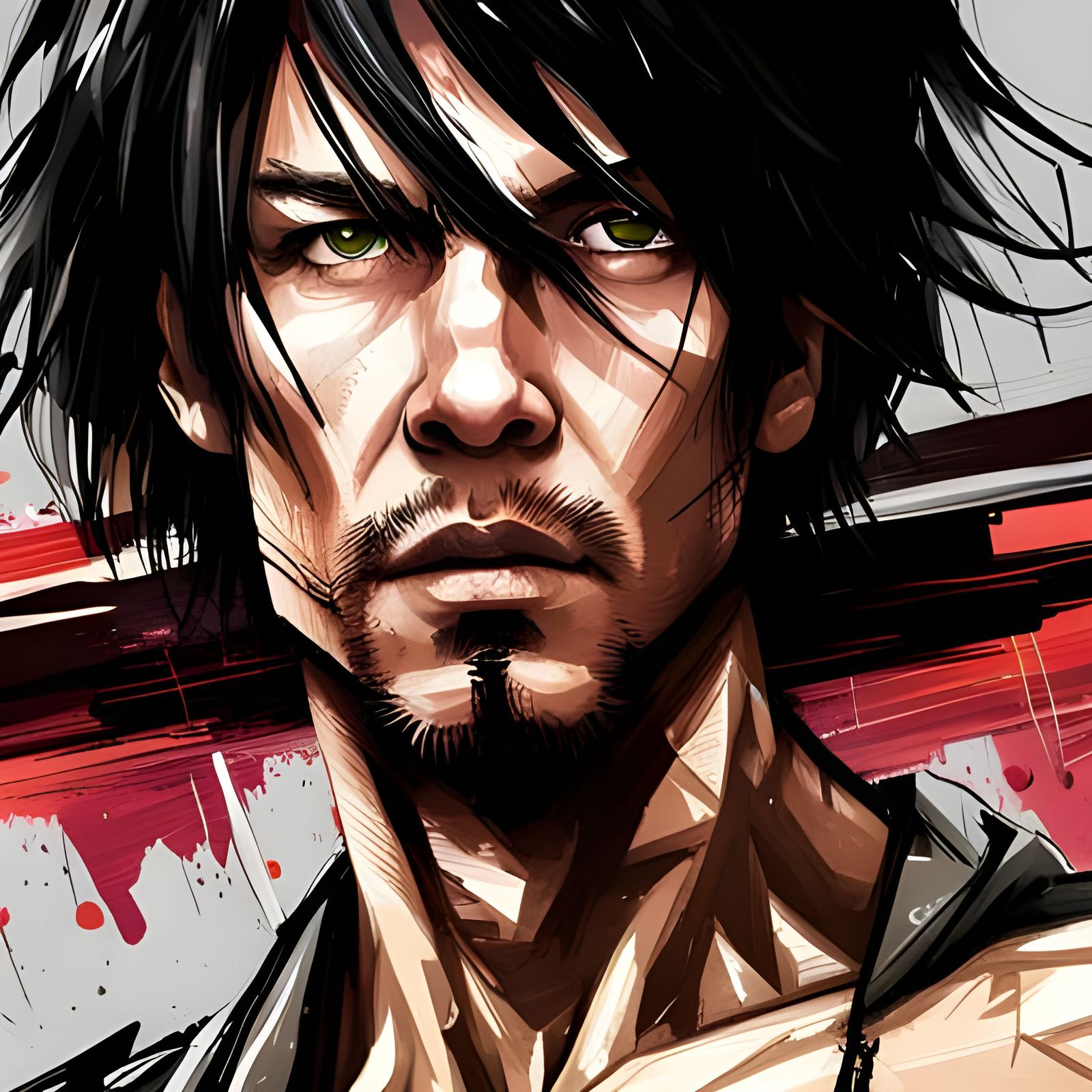 Raiden Portrait in Textured Speedpaint Style