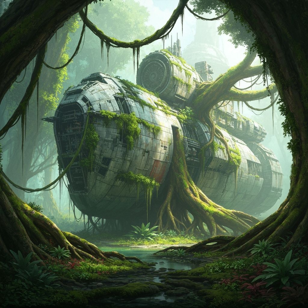 Derelict Spaceship Reclaimed By Lush Jungle