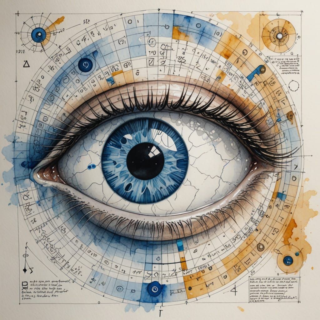 Eye Amidst Math Vortex in Golden Proportion