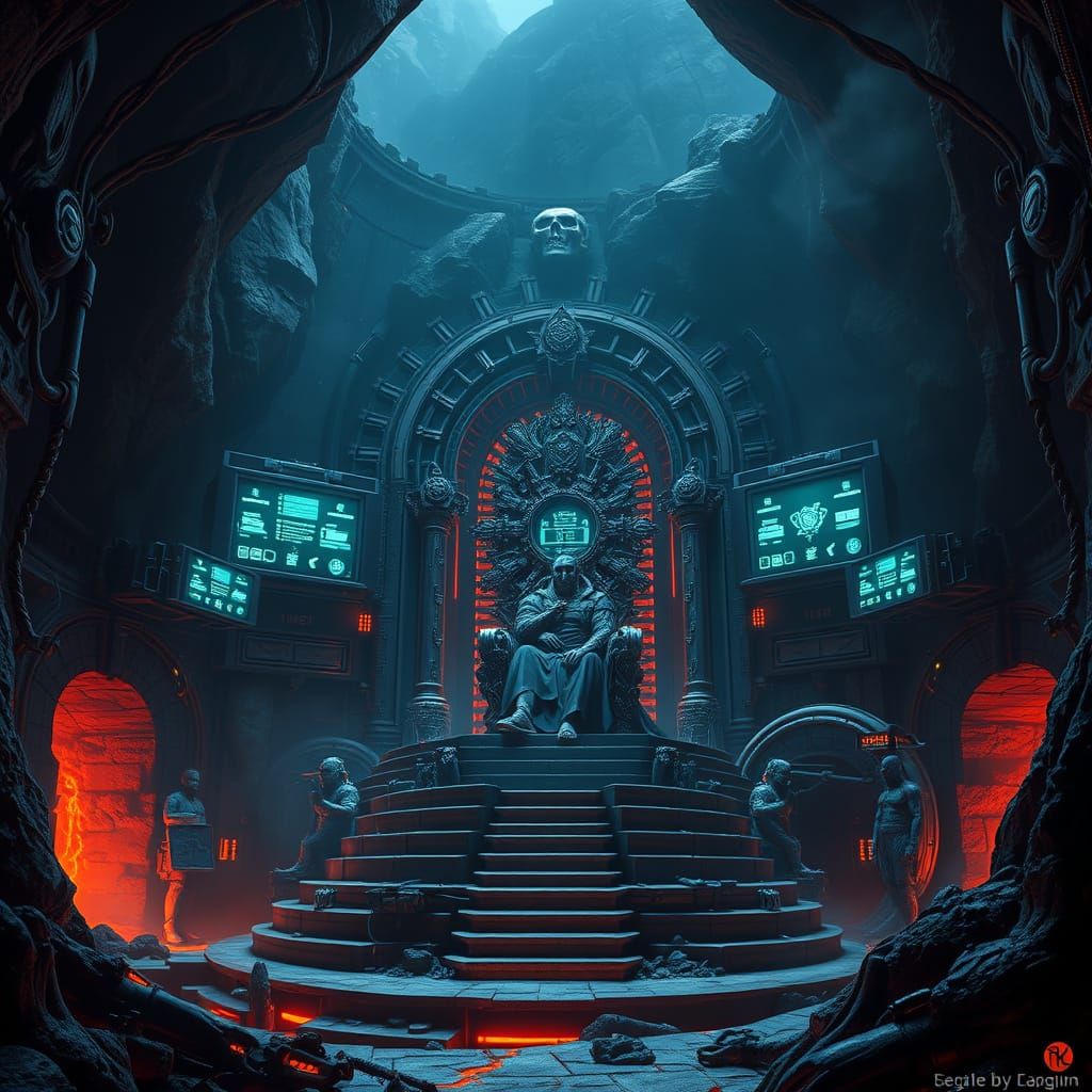 Cinematic Supervillain Lair in Volcanic Mountain