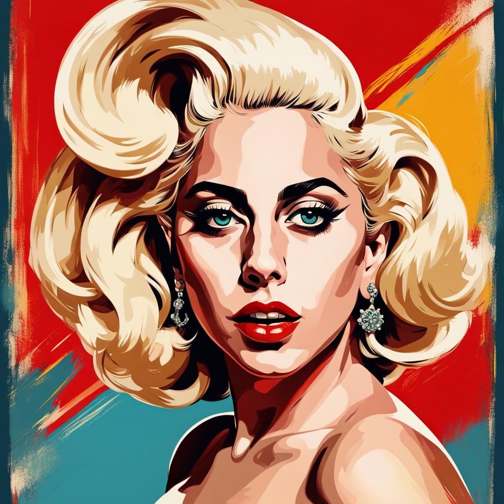 Lady Gaga as Retro 50s Pin-Up Poster