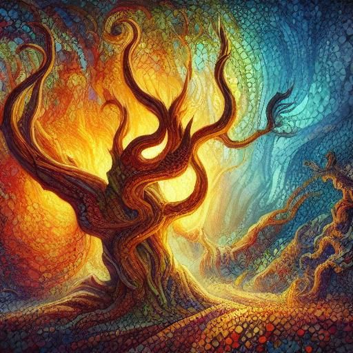 Golden Phoenix Soaring Through Mystic Forest