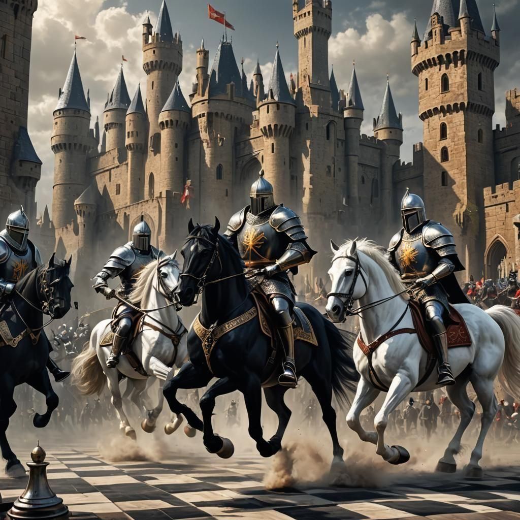 Templar Knights Engage in Epic Joust on a Chessboard Battleg...