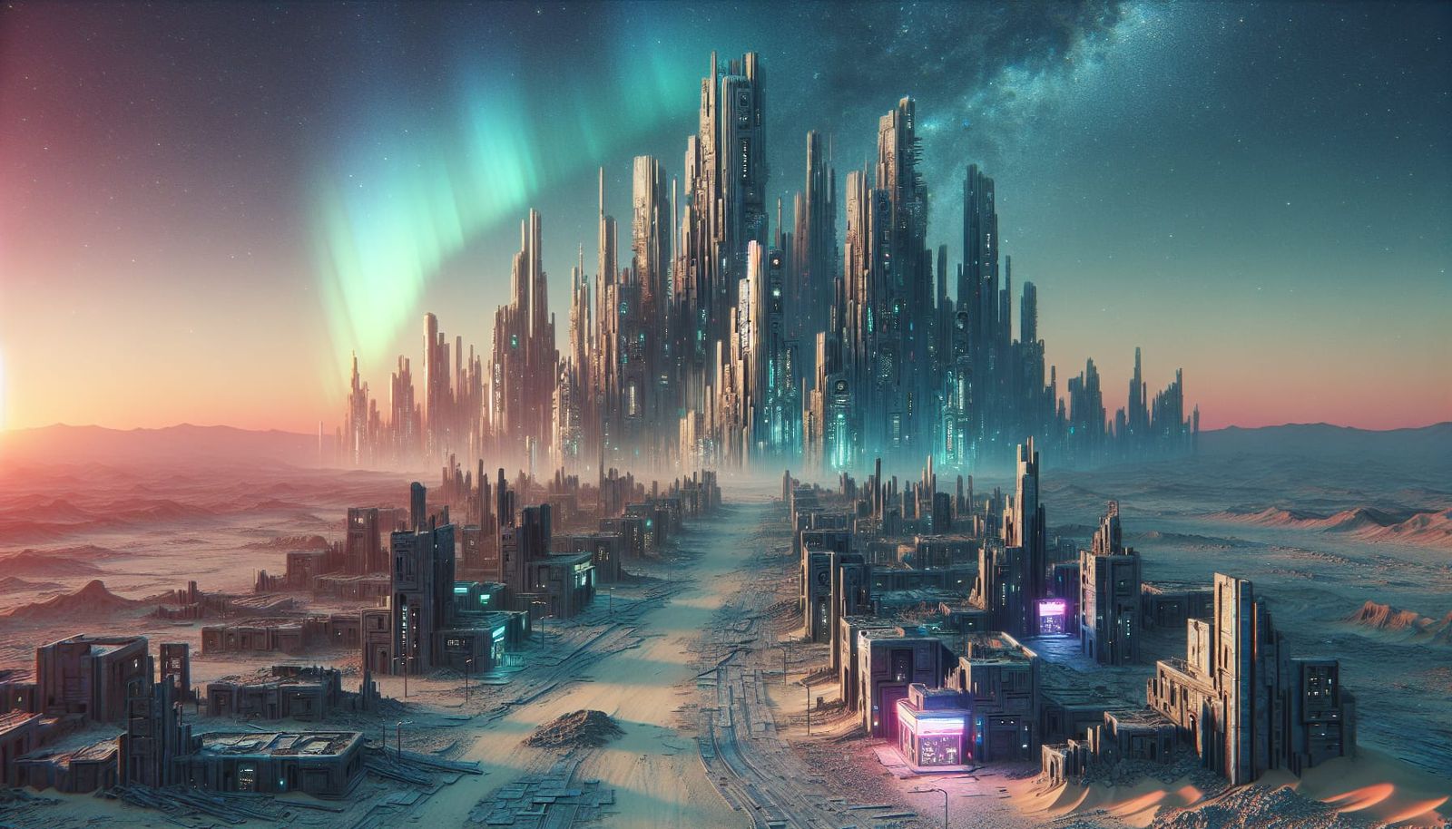 Futuristic Ghost City on Alien Planet