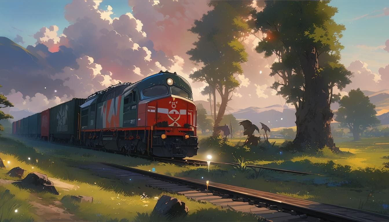 British Rail Freight Train in Summer Scenery