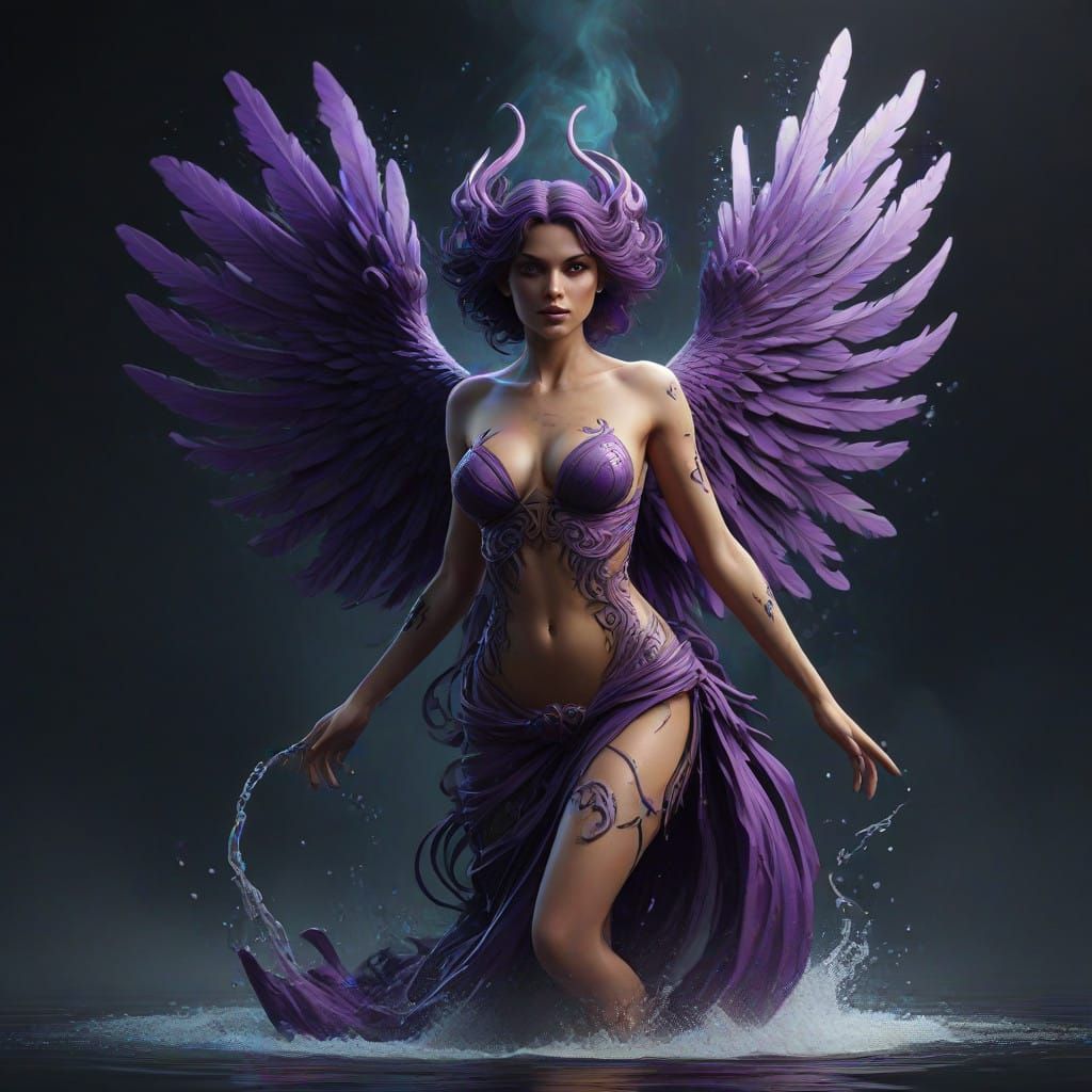 Dark Fantasy Creature Emerges from Vortex of Water and Smoke...