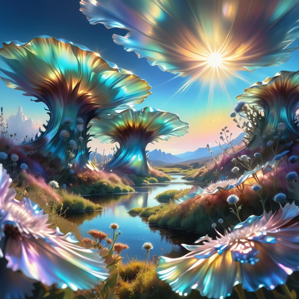 Ethereal Silk Ruff in Alien Landscape