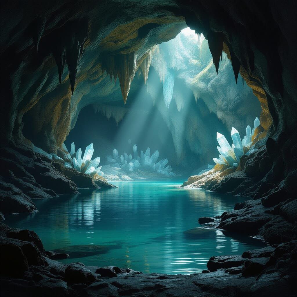 Mystical Crystal Cave with Subterranean Lake