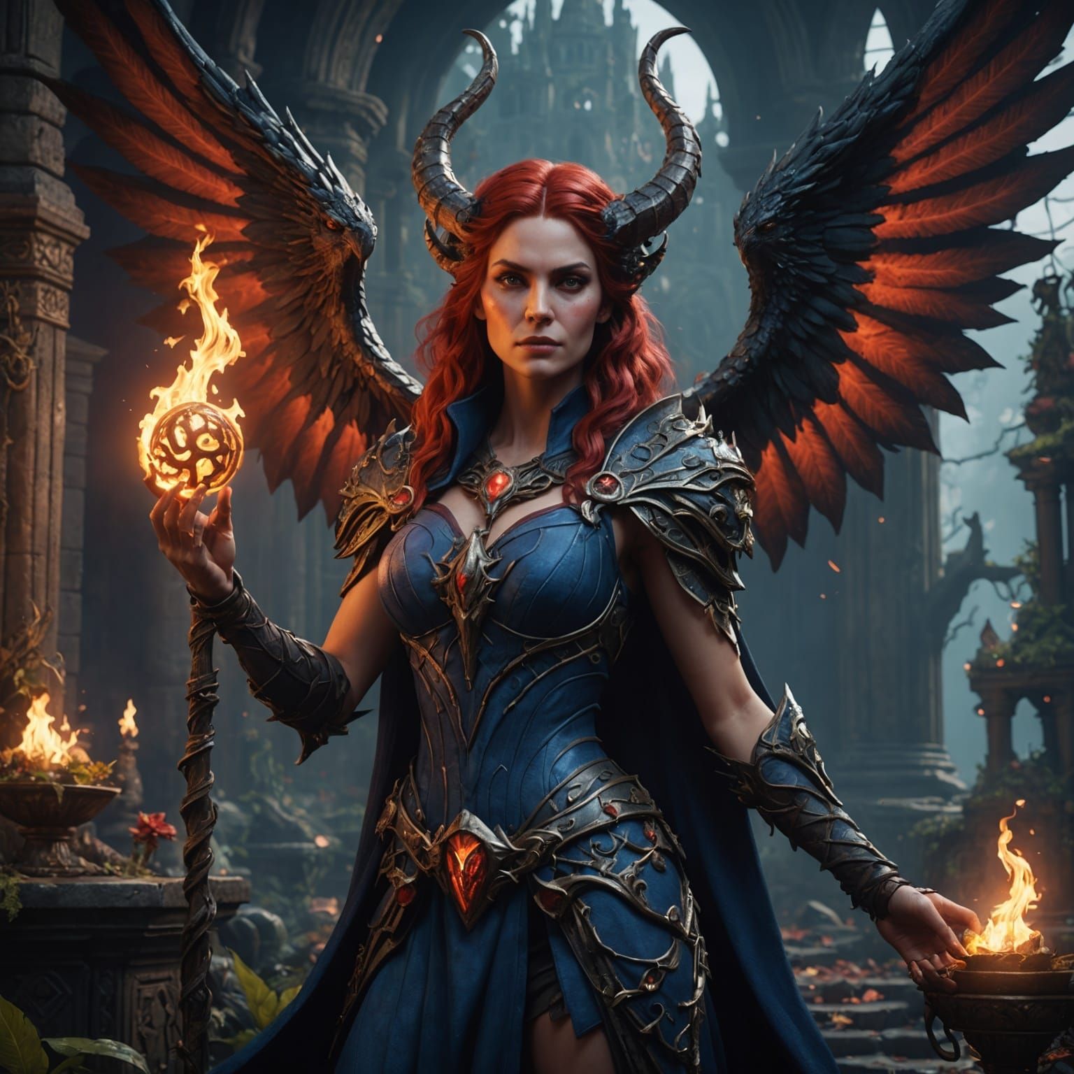 Lilith and Love: Detailed Matte Painting in Deep Color