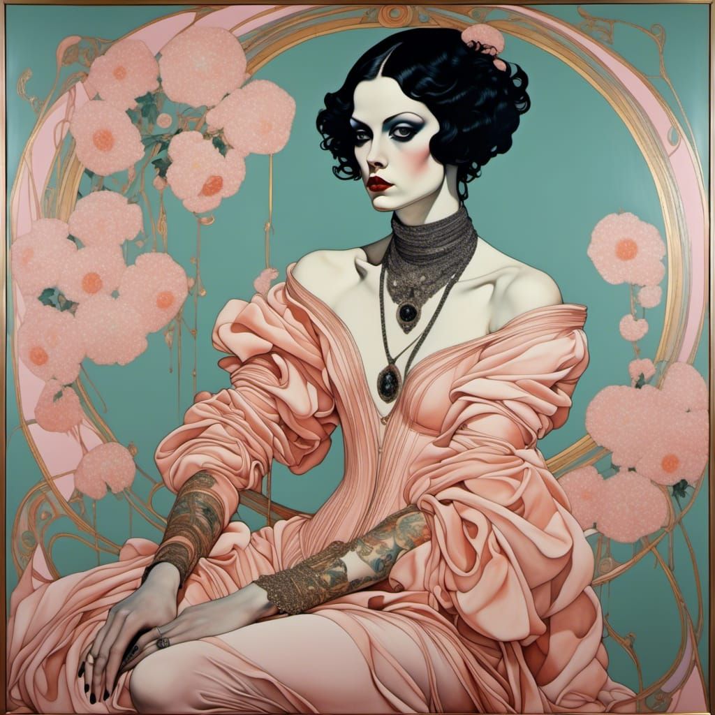 Baroque Gorey Schiele Fusion with Peach Hues