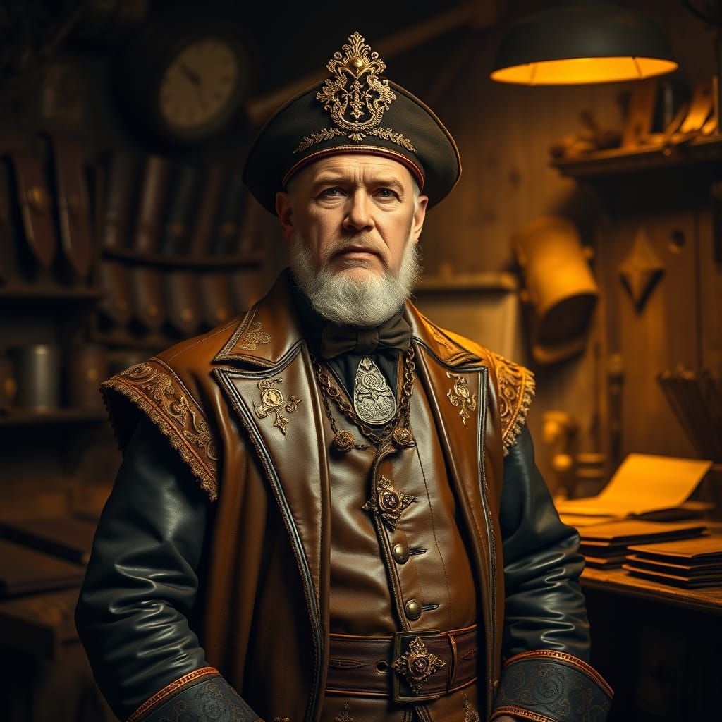 Ornate Guild Master in Rembrandt Lighting