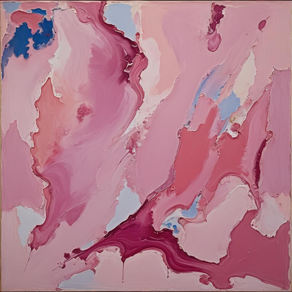 Abstract Pink Oil Painting in Frankenthaler Style