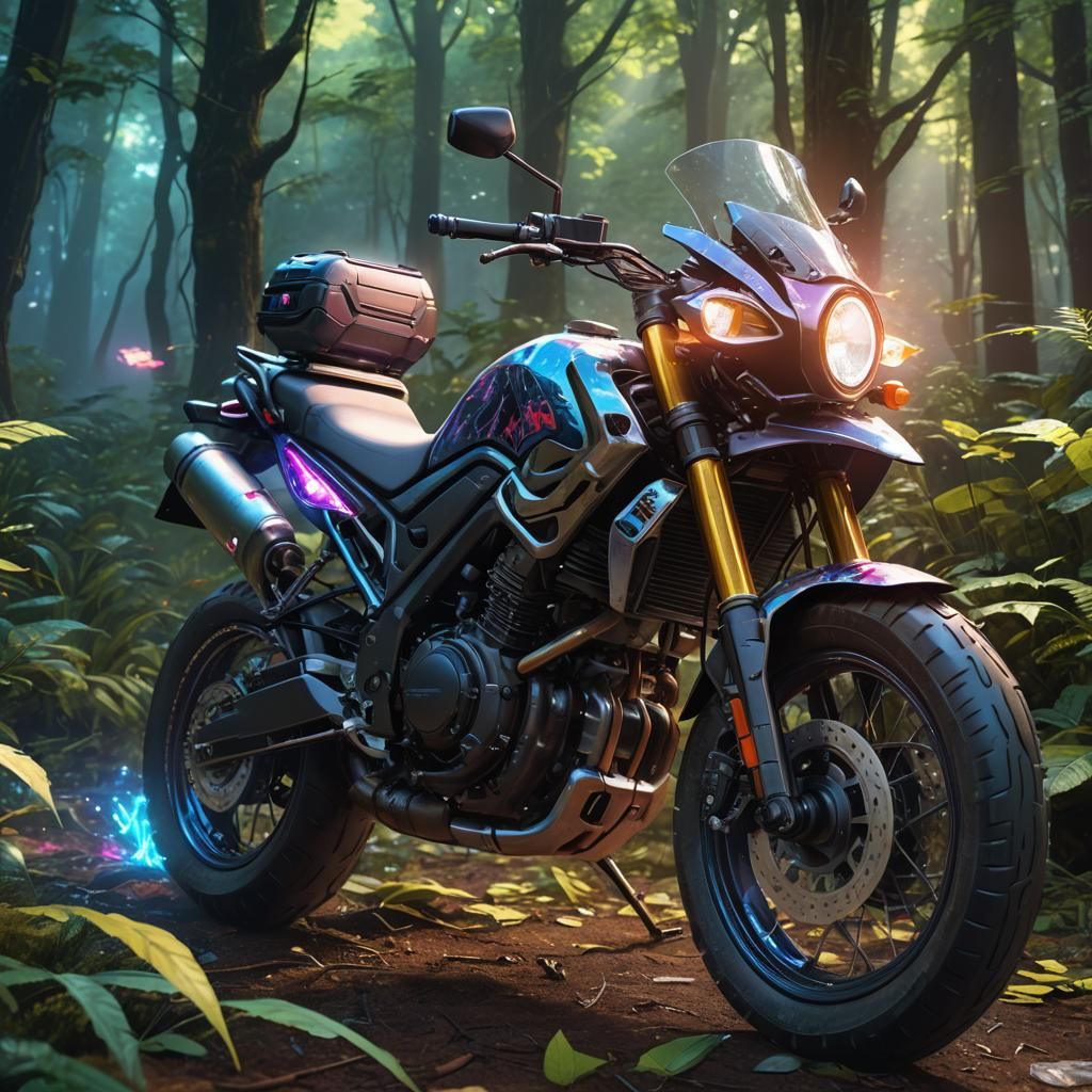 Mystical Suzuki DR 650 in Fantasy Forest