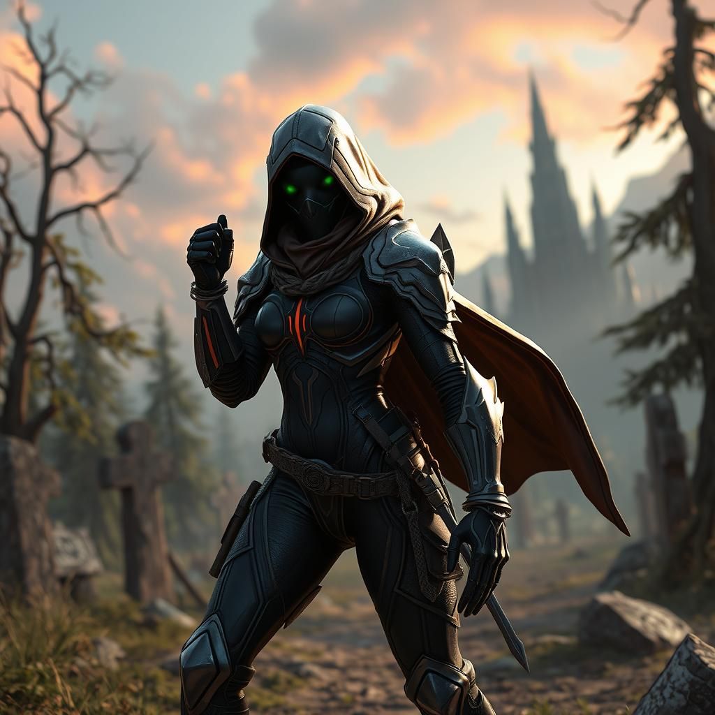 Futuristic Female Warriors in Dark Fantasy Landscape