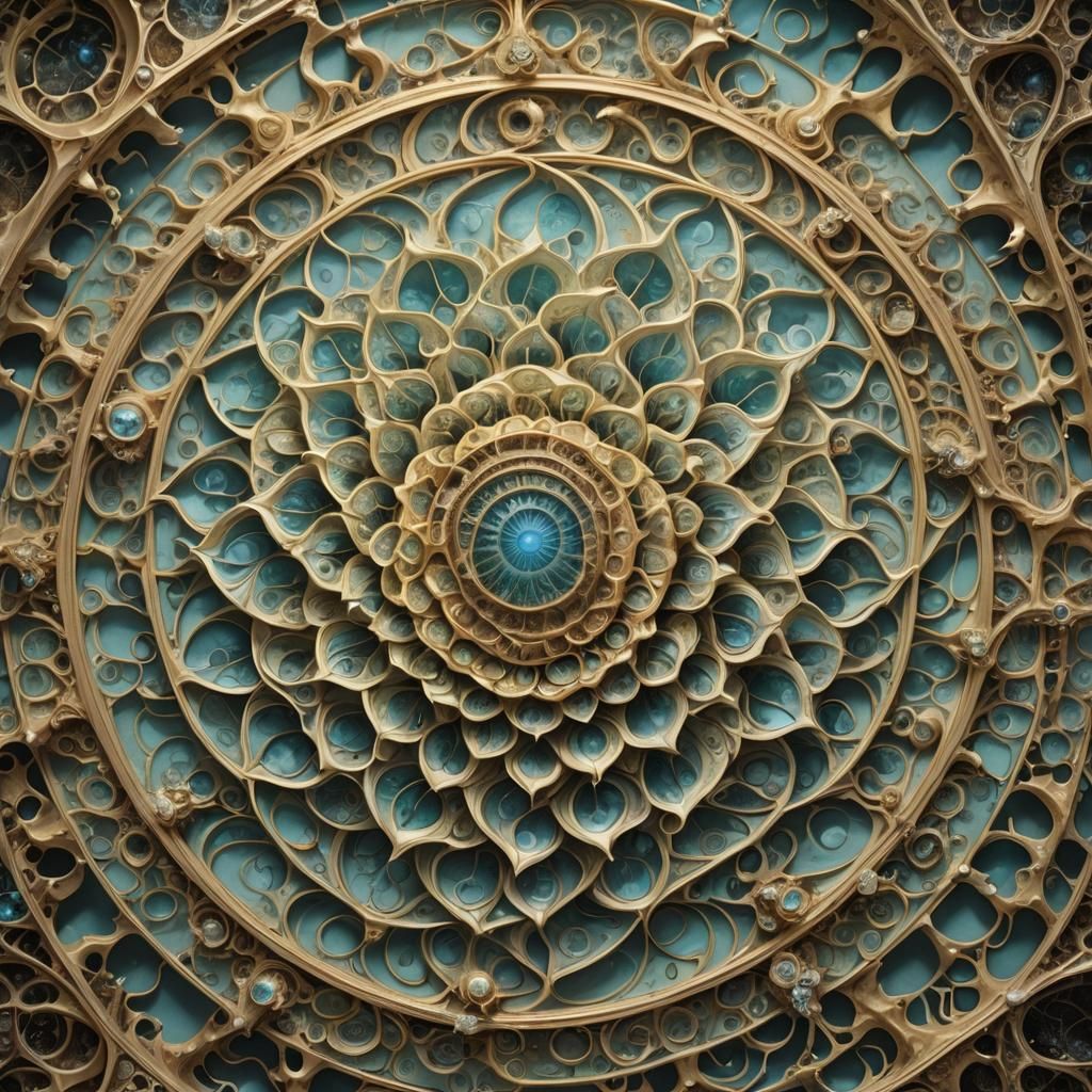 Bioluminescent Crystal Fungi in Fractal Mandalas