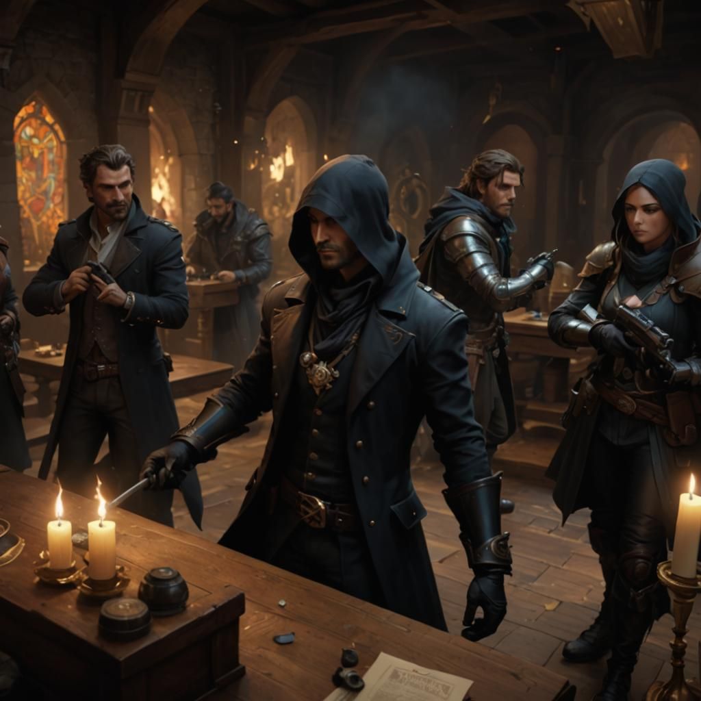 Rogues Guild Portrait in Hyperdetailed Digital Art Style