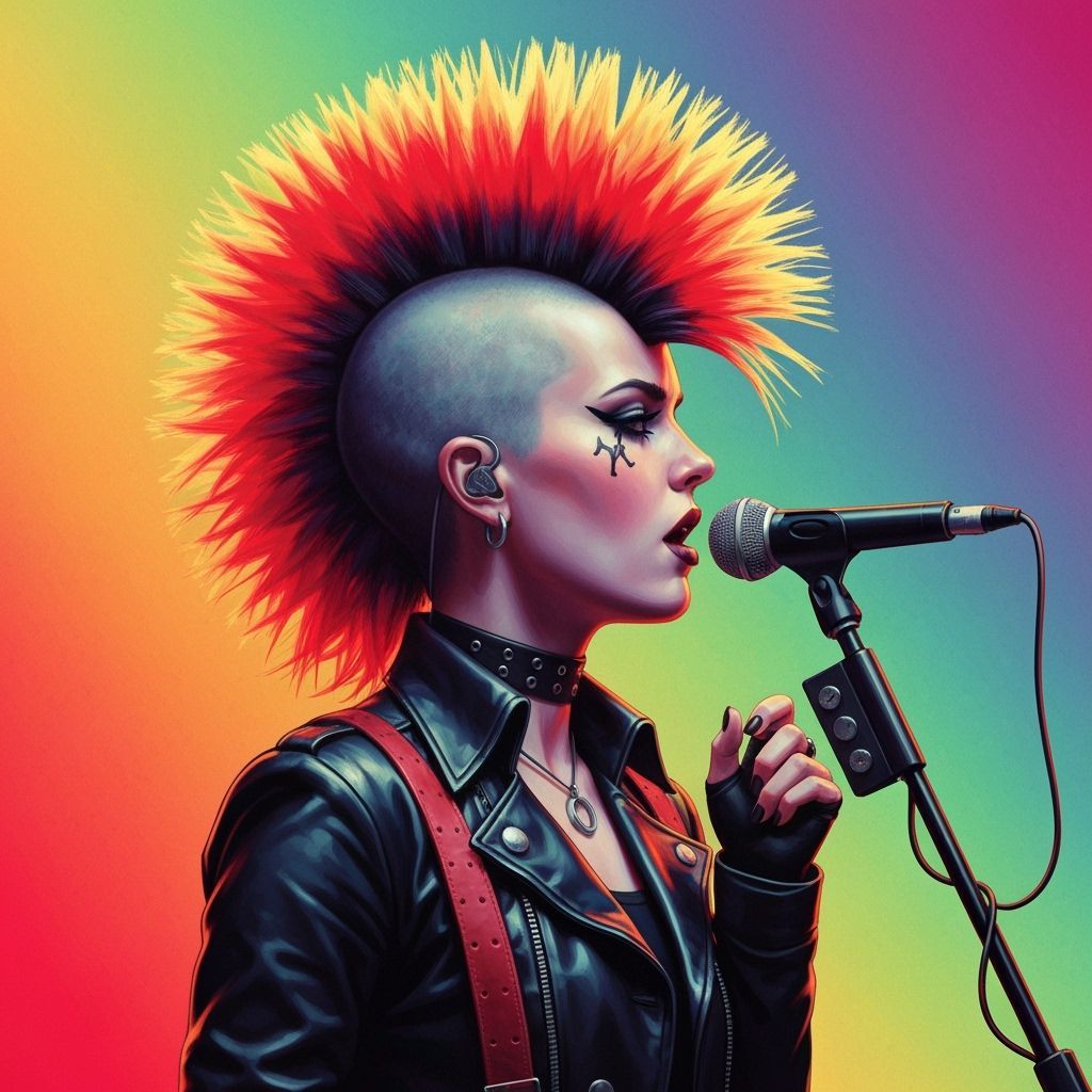 Punk Singer Alicea with Mohawk in Dramatic Splash Art