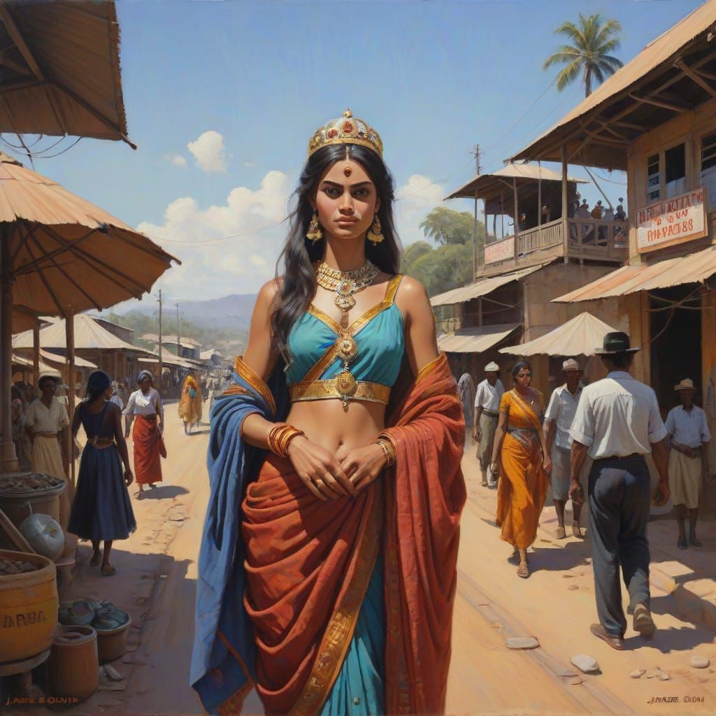 Regal Oil Painting of Kakadooba Junction Beauty Queen