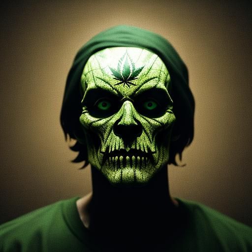 Spooky Marijuana Leaf Logo in Cinematic Style