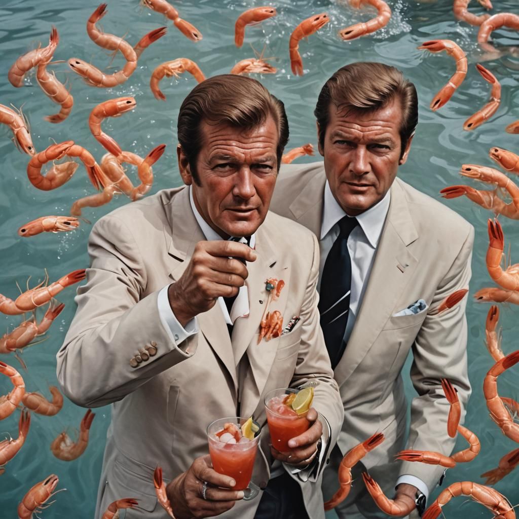 Roger Moore Drowning in Shrimp Cocktail, Photorealism
