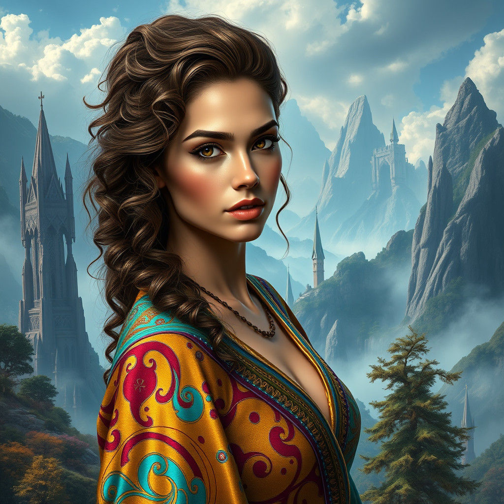 Mystical Woman in Dreamlike Landscape, Fantasy Concept Art